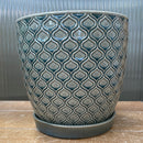 Blue Lattice Pot with Saucer