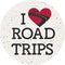 "I Love Road Trips" Round Car Coaster