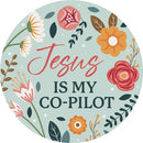 "Jesus Co-Pilot" Round Car Coaster