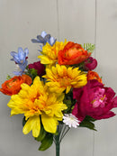 21.5” 15 Stem Peony Mix Grave Bush