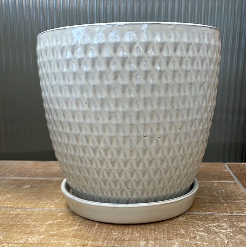 Blue-White Diamond Pot with Saucer