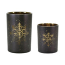 Golden Snowflake Glass Candle Holders