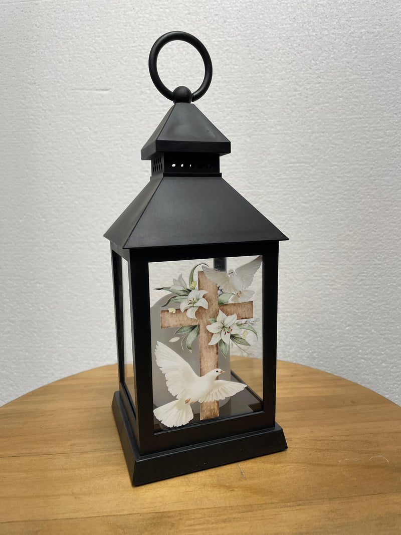 11" 'Dove Cross' Sympathy Lantern