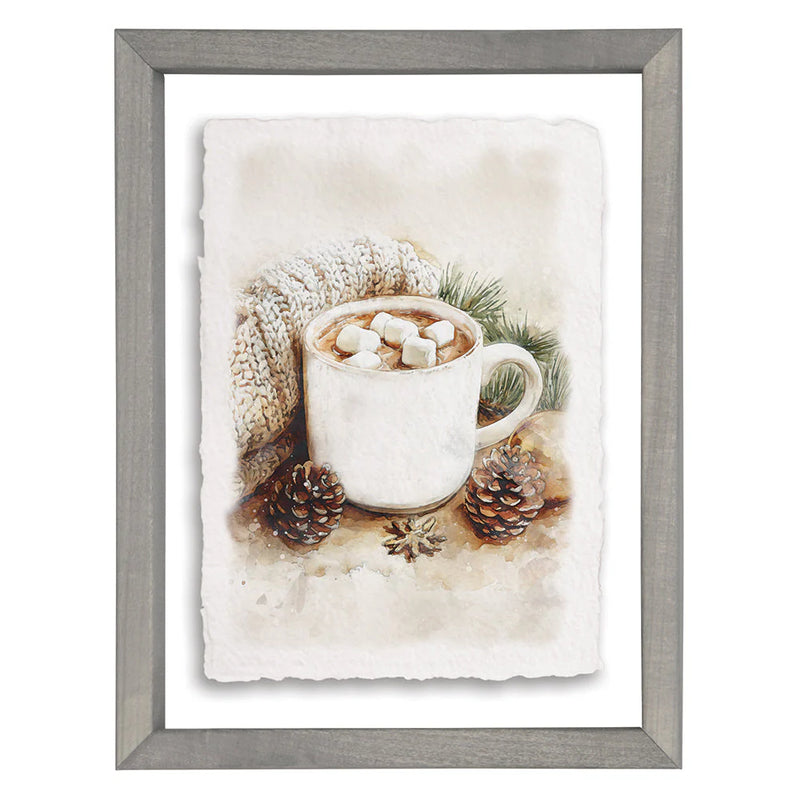 Cocoa Mug Wood Framed Decor
