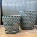 Blue Lattice Pot with Saucer