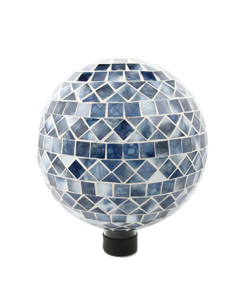 10″ Blue Triangle and Square Glass Globe