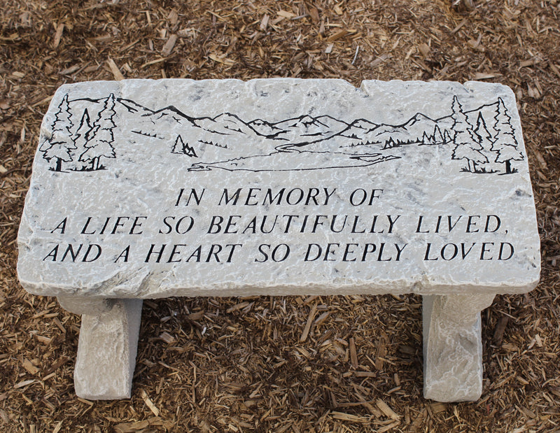 "In Memory" Mountain Stone Bench