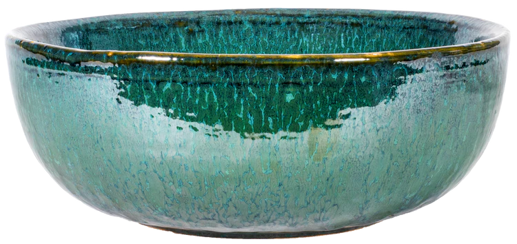 Low Container Glazed Clay Pot