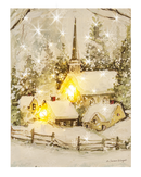 Snowy Church Light Up Wall Print