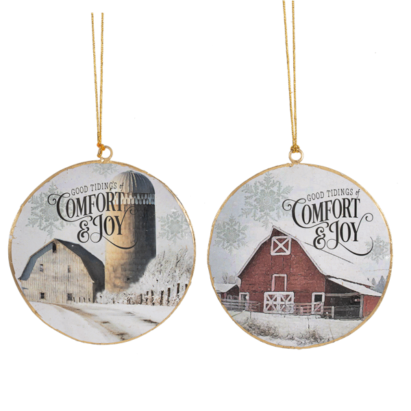 Comfort and Joy Farm Disk Ornaments