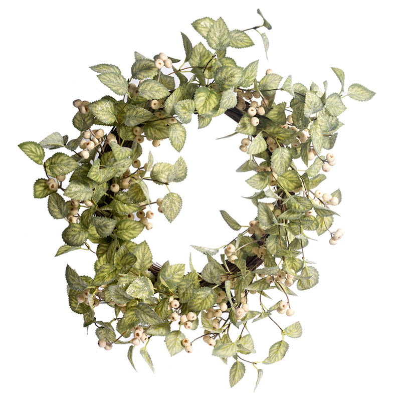 24" White Berry Glitter Wreath