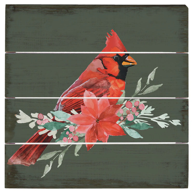 Poinsettia Cardinal Slotted Board Decor
