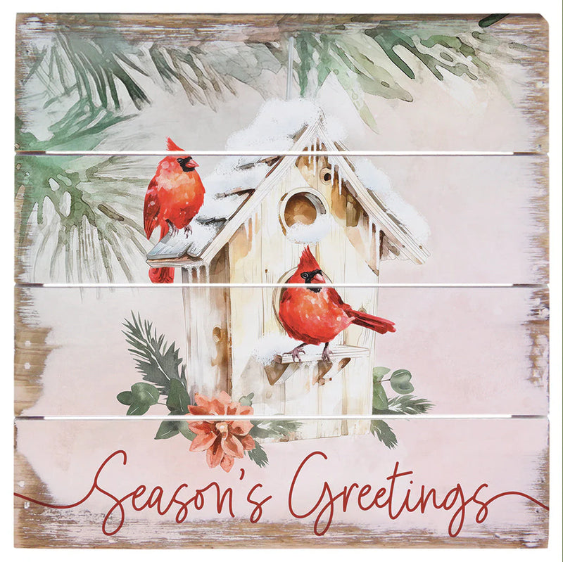 Season Greetings Cardinals Slotted Board Decor
