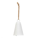 7" White Ribbed Bell with Rope Hanger