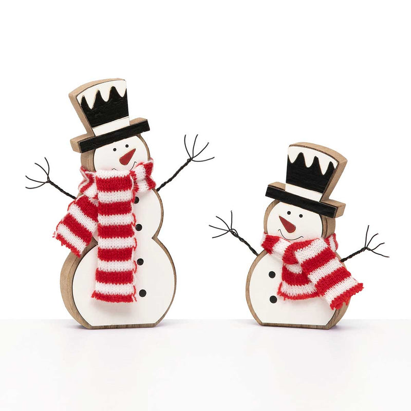 Sit-a-Bout Snowman with Scarf Wood Figurine