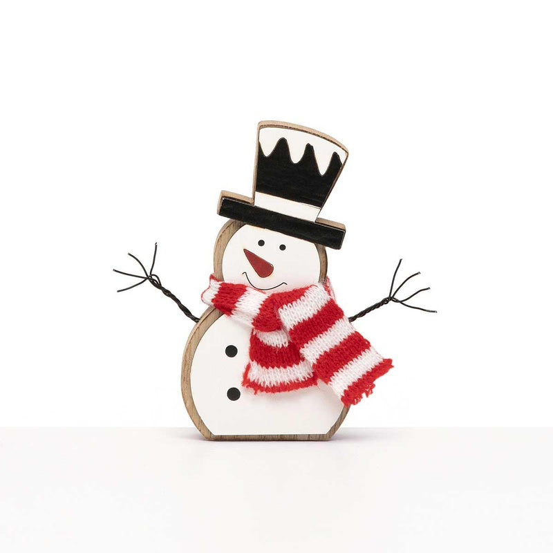 Sit-a-Bout Snowman with Scarf Wood Figurine