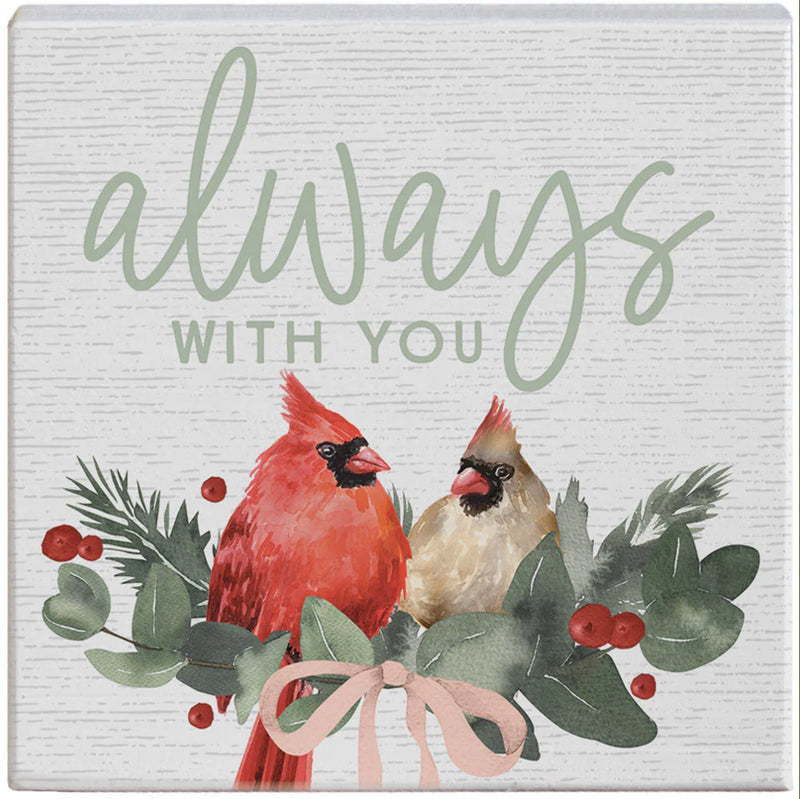 Always Christmas Cardinals Pine Wood Decor