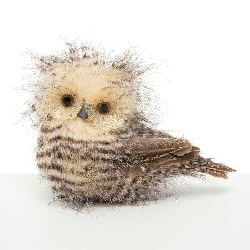 7" Feathered Winter Owl Figurine