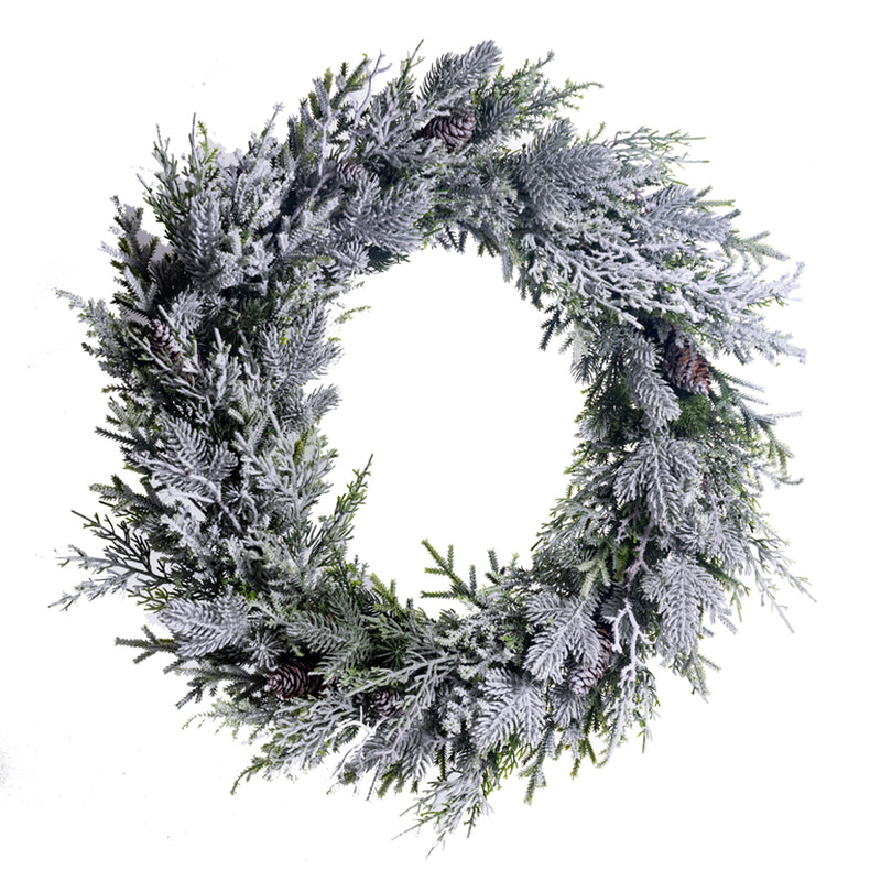 24" Alpine Snow Pine Wreath