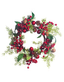 14" Red Berry and Pinecone Candle Ring Wreath