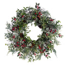 24" Icy Holly and Cedar Wreath