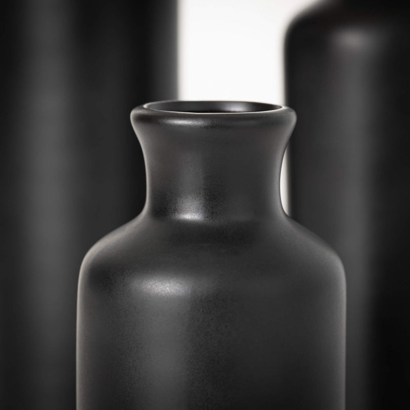 5-10" Matte Black Ceramic Vase