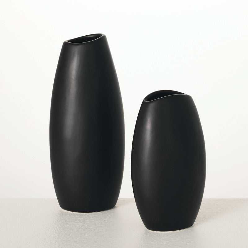 6-8" Modern Matte Black Vase