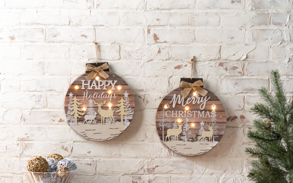 Cozy Cabin Light Up Hanging Signs