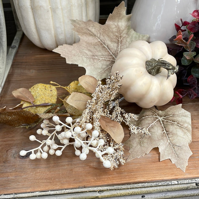 15" Pumpkin-Leaf-Berry Fall Pick