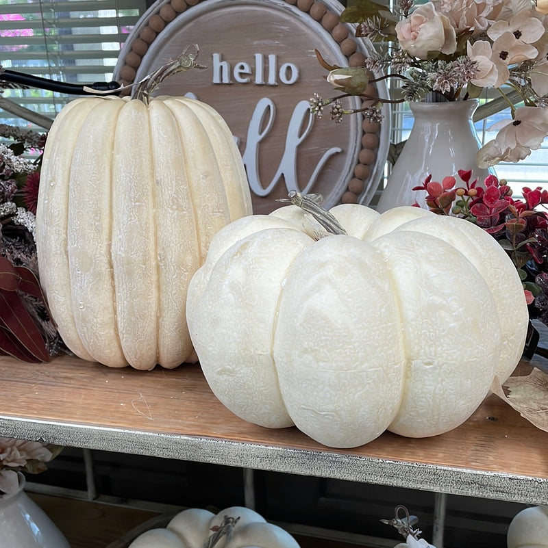 6-9" White Foam Pumpkin Decor