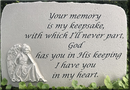 "Your Memory is My Keepsake" Angel Stone Plaque