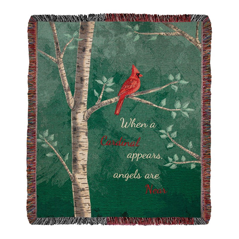 "When a Cardinal Appears" Tapestry Throw