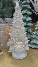 12" Lighted Tree with Snow and Swirling Glitter