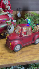 9" Santa and Dog in Lighted Water Truck