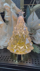 8.5" Lighted Tree with Gold Swirling Glitter