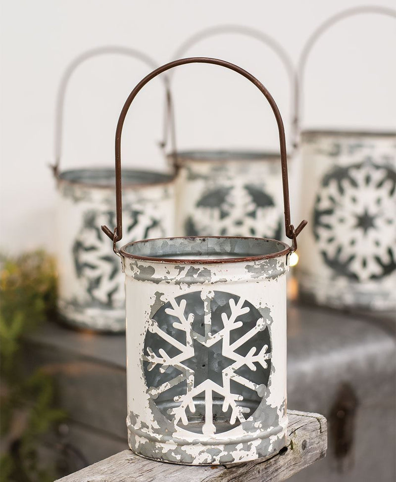 White Vintage Snowflake Bucket