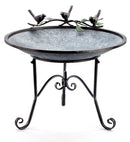 Scrollwork Galvanized Short Bird Bath