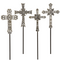 Large Grey with Gold Brush Cross Garden Stake