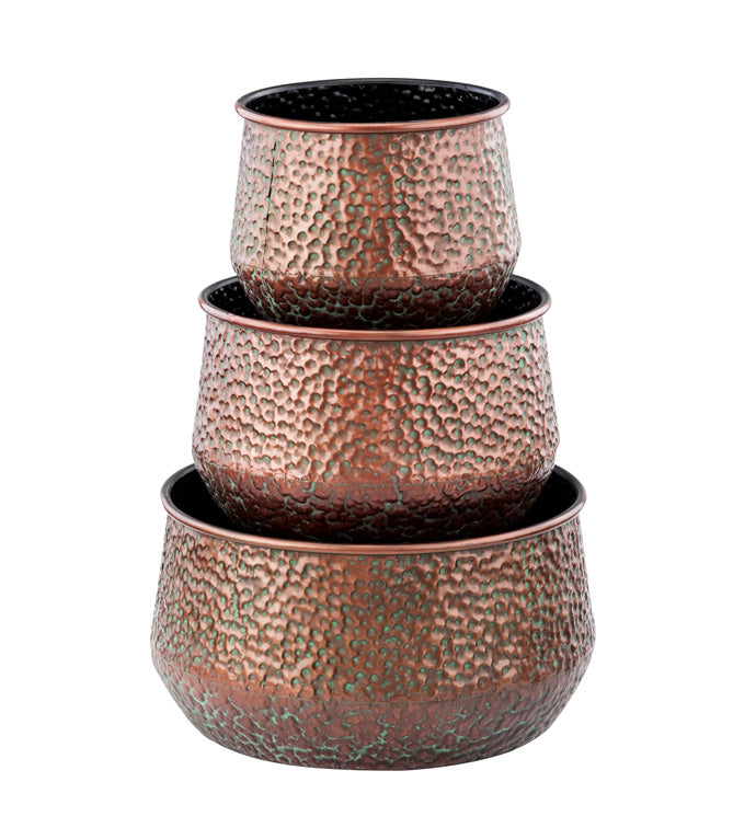 Round Weathered Copper Pot