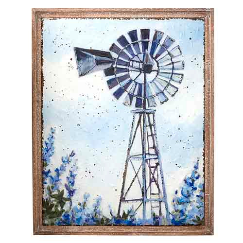 25.25" Windmill Embossed Metal Framed Wall Art