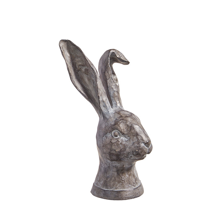 10.75" Distressed Black Rabbit Bust Figurine