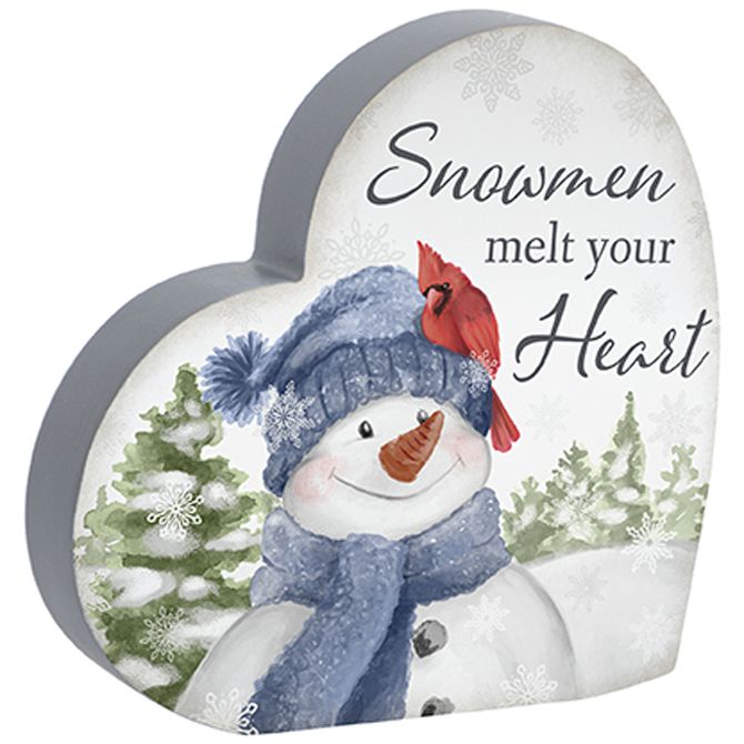 "Snowmen Melt Your Heart" Heart Sitter