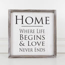 Home Where Life Begins and Love Framed Sign