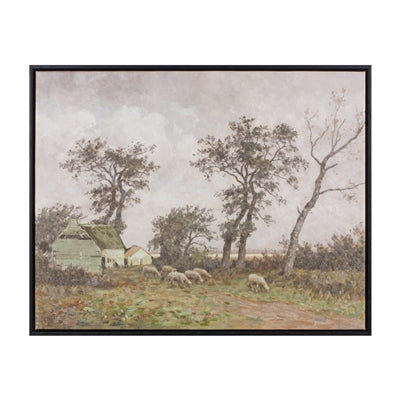 28" Grazing Sheep Framed Wall Art