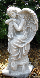 16" Angel on Globe Concrete Figurine