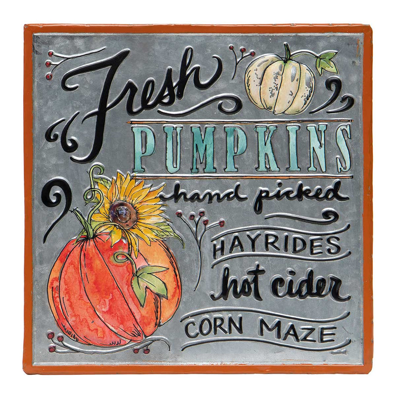 "Fresh Pumpkins" Metal Wall Sign