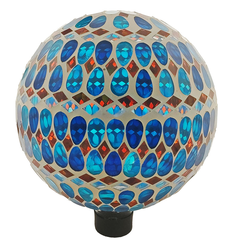 10″ Turquoise Geometric Glass Globe