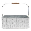 Privet White Metal Planter with Handle