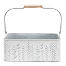 Privet White Metal Planter with Handle