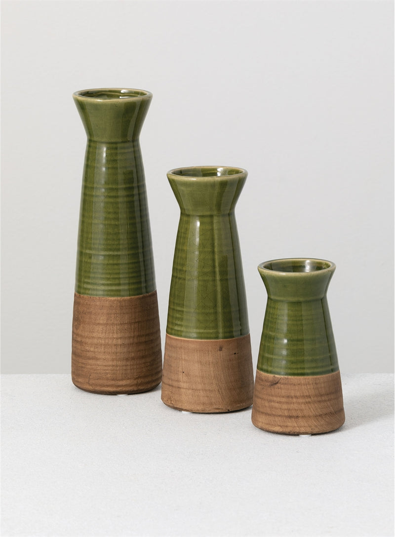 Two Tone Green Ceramic Vases